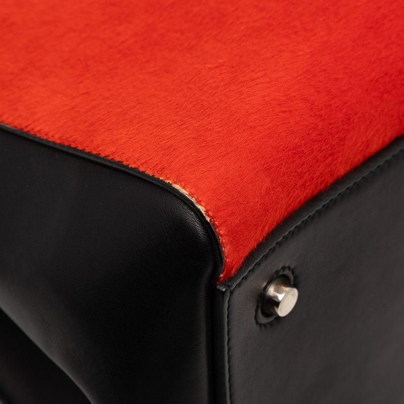 Celine Edge Black Red Leather Calf Hair Tote — view 4