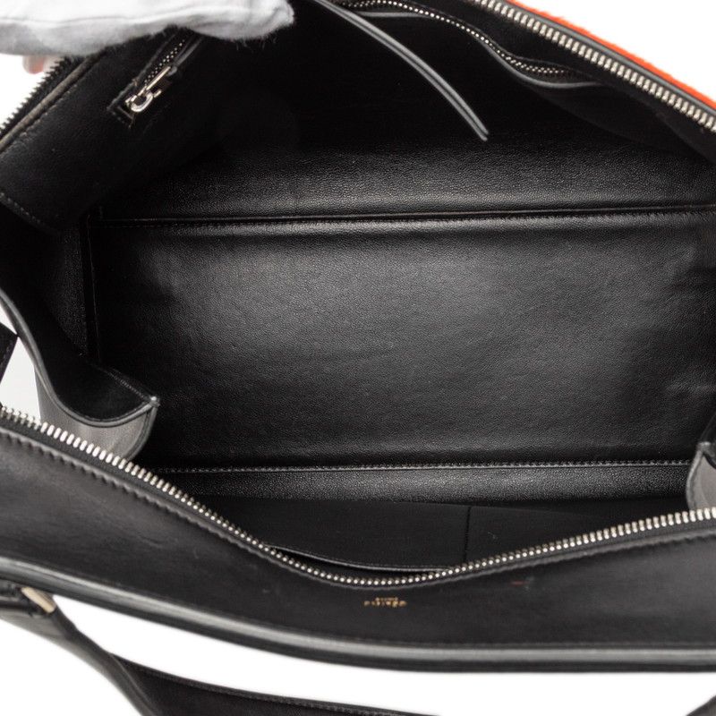 Celine Edge Black Red Leather Calf Hair Tote — view 5