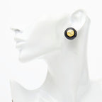 Chanel CC Logo Vintage Black Gold Enamel Plated Earrings — view 5