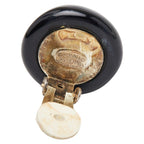 Chanel CC Logo Vintage Black Gold Enamel Plated Earrings — view 4
