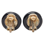 Chanel CC Logo Vintage Black Gold Enamel Plated Earrings — view 3