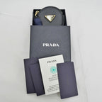 Prada Saffiano Triangle Coin Case Round Nero 006 Gold — view 9