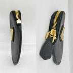 Prada Saffiano Triangle Coin Case Round Nero 006 Gold — view 3