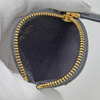 Prada Saffiano Triangle Coin Case Round Nero 006 Gold — view 5