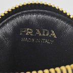 Prada Saffiano Triangle Coin Case Round Nero 006 Gold — view 7