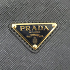 Prada Saffiano Triangle Coin Case Round Nero 006 Gold — view 6