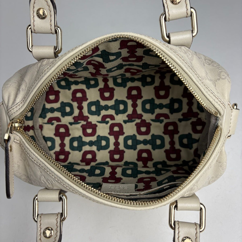 Gucci Guccissima Handbag Mini Boston Leather Ivory — view 8