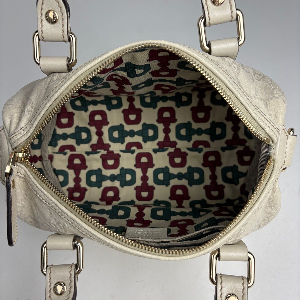 Gucci Guccissima Handbag Mini Boston Leather Ivory — view 8
