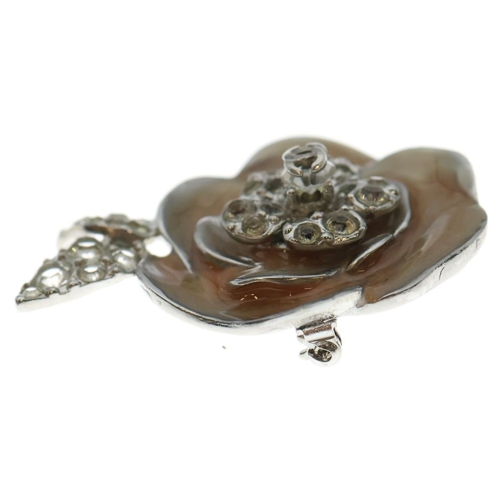 Chanel Camellia Brooch Pin Badge Pink Beige Silver — view 3