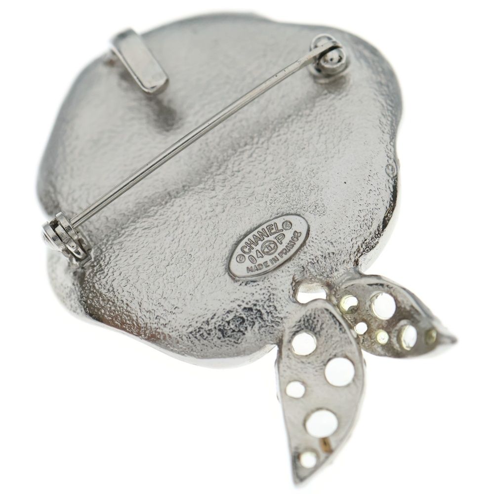 Chanel Camellia Brooch Pin Badge Pink Beige Silver — view 5