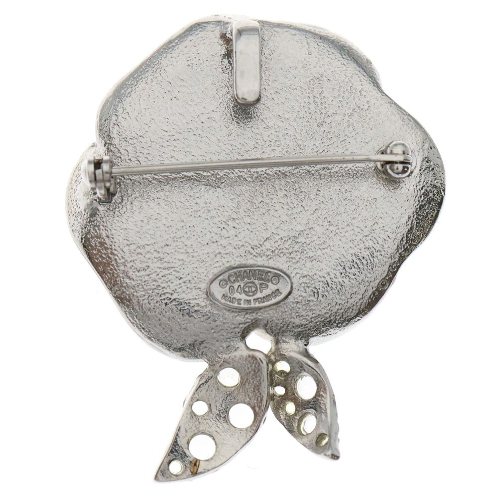Chanel Camellia Brooch Pin Badge Pink Beige Silver — view 2