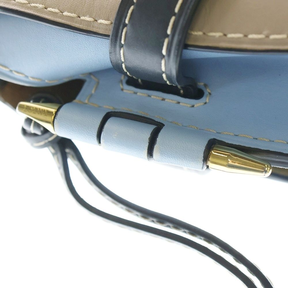 Loewe Gate Dual Small Shoulder Bag Sand Blue Leather Gold Greige Navy — view 5