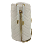 Gucci GG Marmont Bucket Bag Drawstring Crossbody Chain Double Heart White — view 5