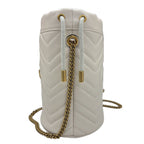 Gucci GG Marmont Bucket Bag Drawstring Crossbody Chain Double Heart White — view 6