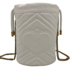 Gucci GG Marmont Bucket Bag Drawstring Crossbody Chain Double Heart White — view 7