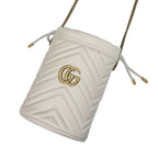 Gucci GG Marmont Bucket Bag Drawstring Crossbody Chain Double Heart White — view 2