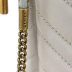 Gucci GG Marmont Bucket Bag Drawstring Crossbody Chain Double Heart White — view 8