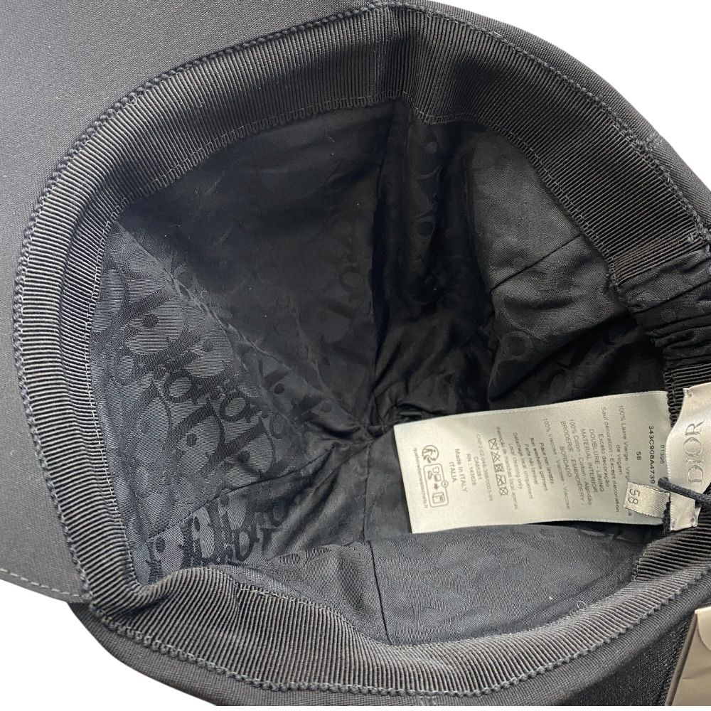 Dior Cap Hat Ribbon Logo Wool Black — view 9