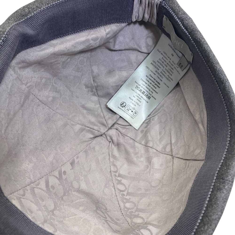 Dior Cap Hat Ribbon Logo Wool Gray — view 7