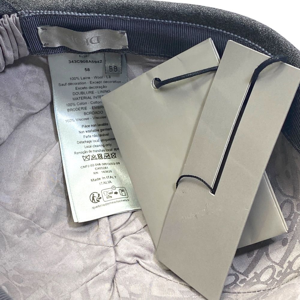 Dior Cap Hat Ribbon Logo Wool Gray — view 8