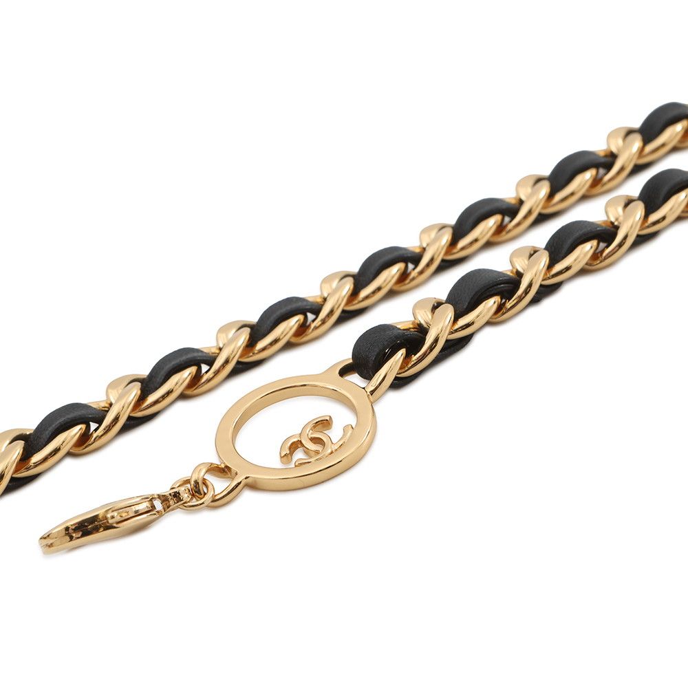 Chanel Chain Belt CC Logo Leather Metal Black — view 2