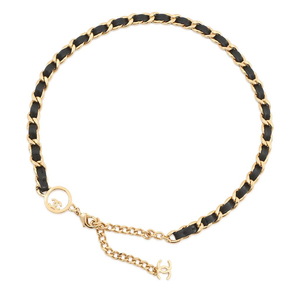 Chanel Chain Belt CC Logo Leather Metal Black — view 3