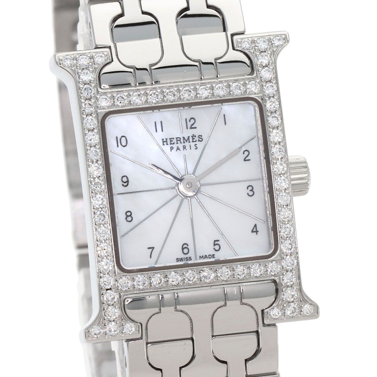 Hermes Watch Mini Diamond SS White Shell — view 4