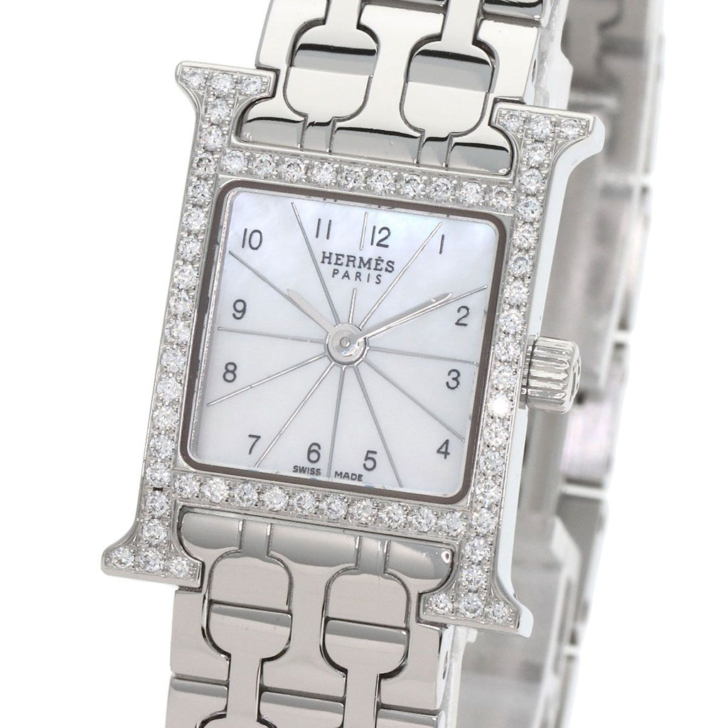 Hermes Watch Mini Diamond SS White Shell — view 3
