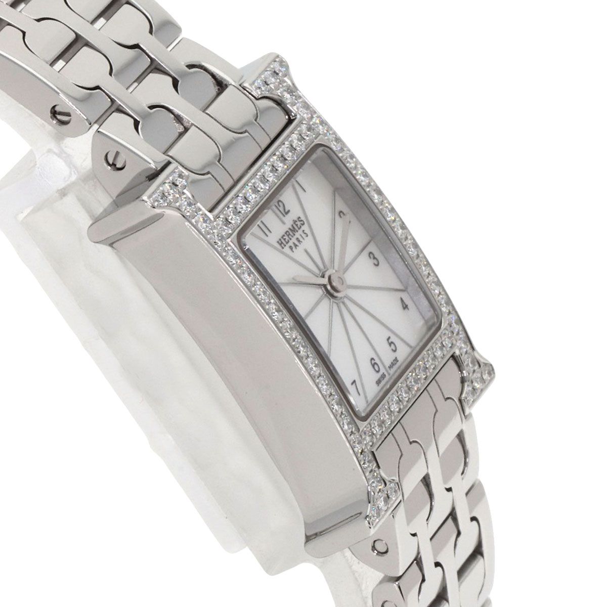 Hermes Watch Mini Diamond SS White Shell — view 6