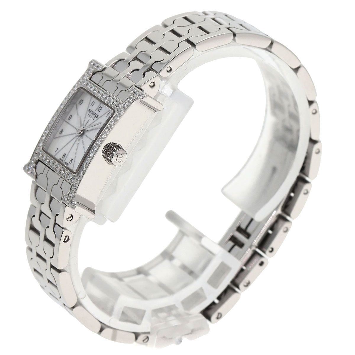 Hermes Watch Mini Diamond SS White Shell — view 2