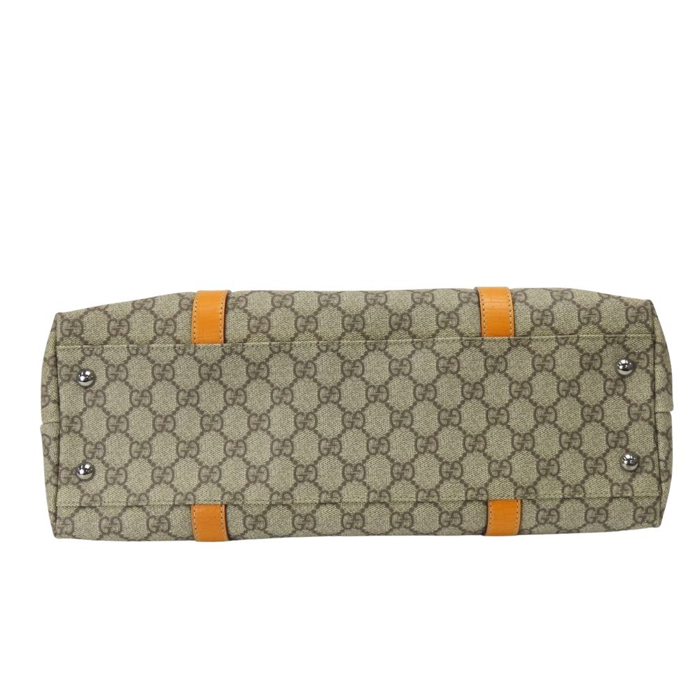 Gucci Tote GG Supreme Canvas Leather Beige Orange Everyday Use — view 4