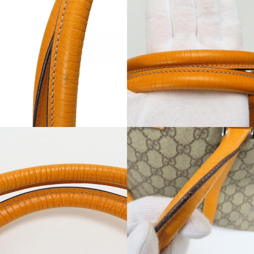 Gucci Tote GG Supreme Canvas Leather Beige Orange Everyday Use — view 6