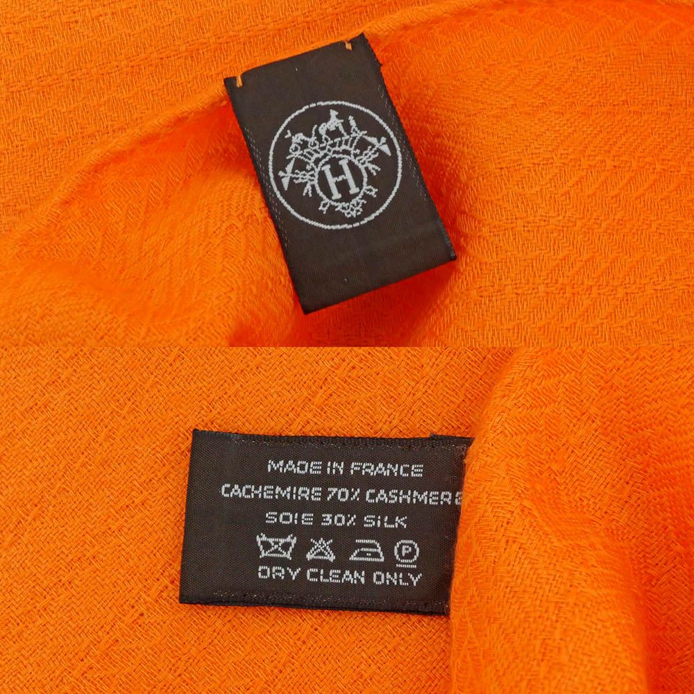 Hermes Shawl Scarf New Libris Cashmere Silk Orange — view 8