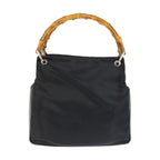 Gucci Bamboo Black Nylon Leather 000 Tote — view 2
