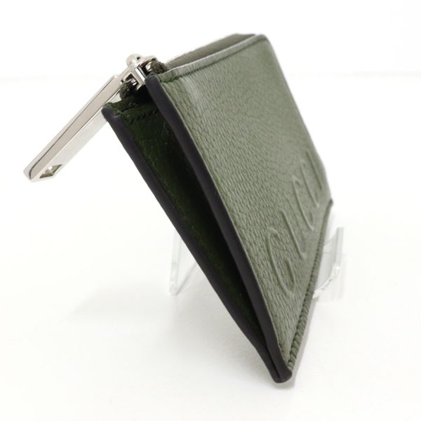Gucci Logo Zip Card Case Leather Khaki — view 3