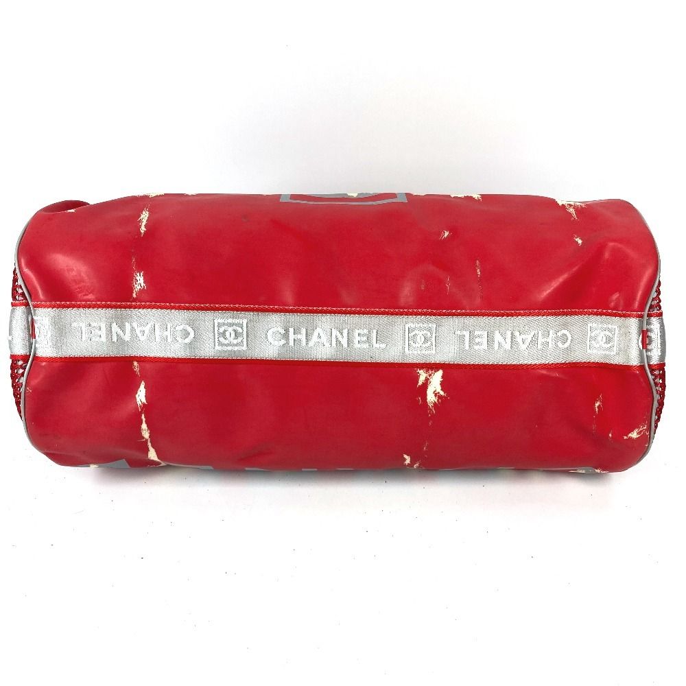 Chanel Shoulder Bag CC Logo Rubber Red X White — view 5