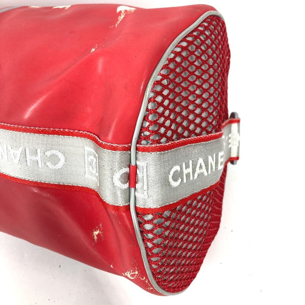 Chanel Shoulder Bag CC Logo Rubber Red X White — view 6
