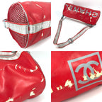 Chanel Shoulder Bag CC Logo Rubber Red X White — view 7