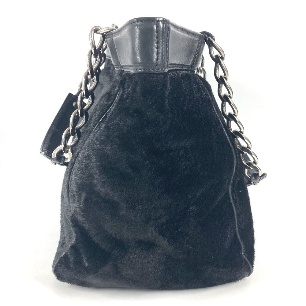 Chanel Shoulder Bag CC Logo Calf Hair Black — view 3