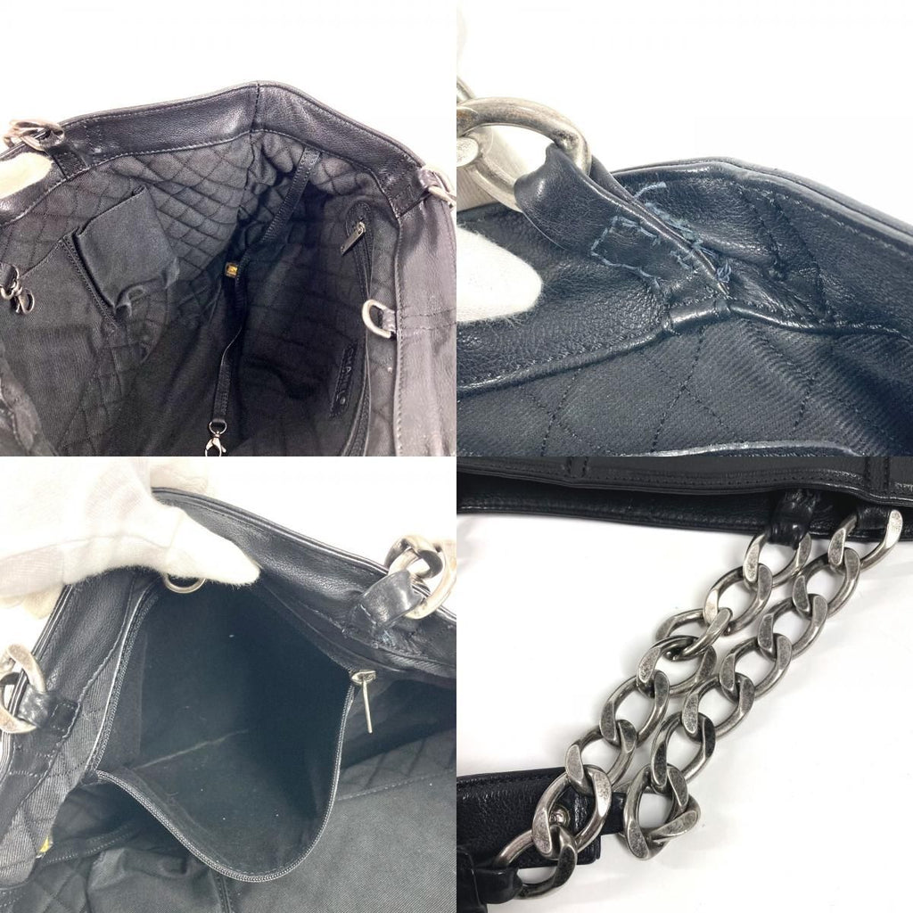 Chanel Shoulder Bag CC Logo Calf Hair Black — view 8