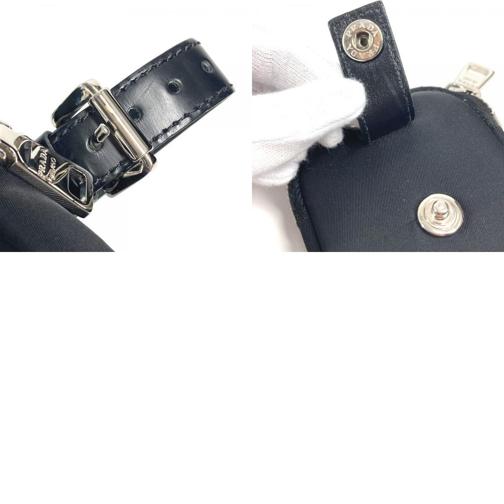 Prada Pouch Triangle Logo Leather Nylon Black — view 9