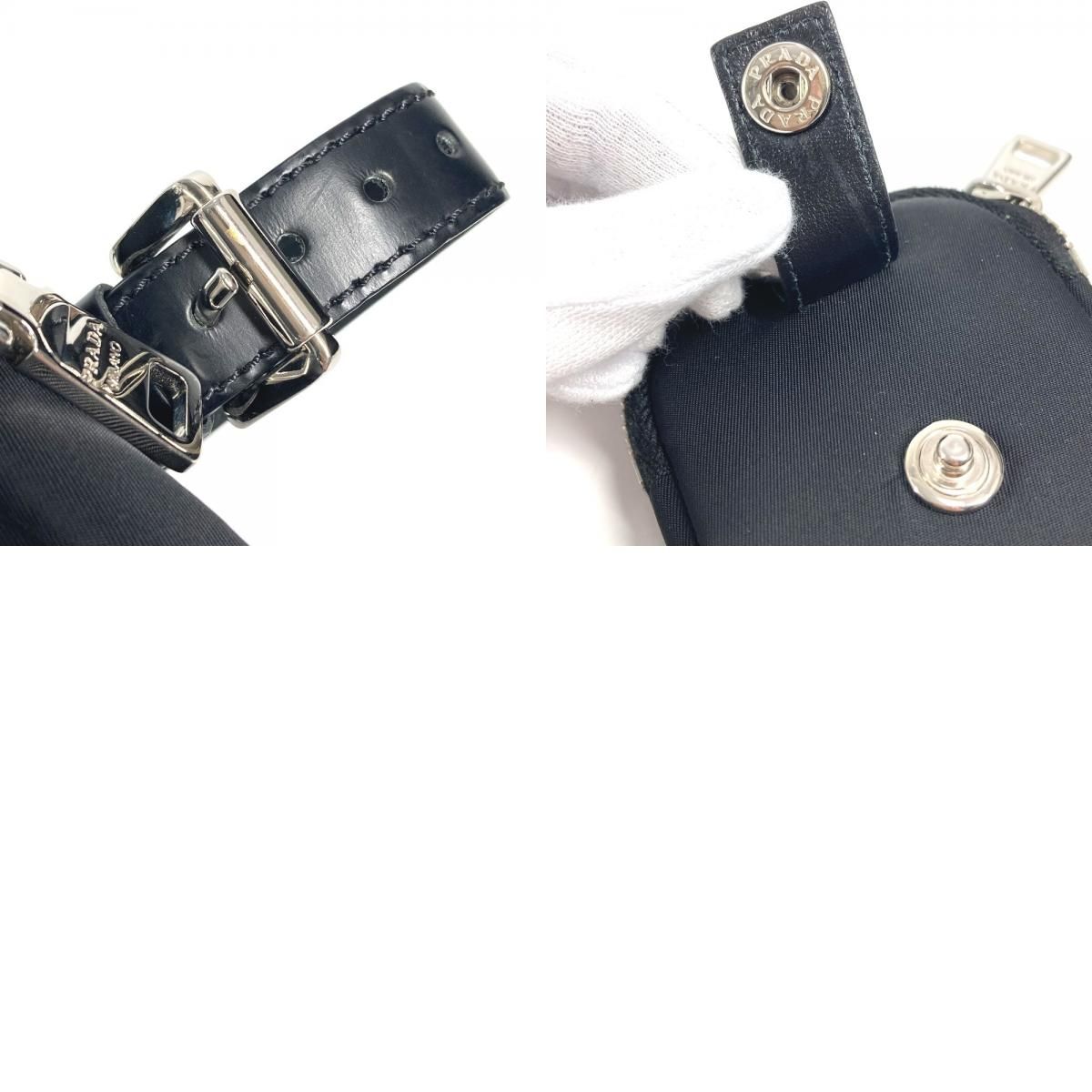 Prada Pouch Triangle Logo Leather Nylon Black — view 9