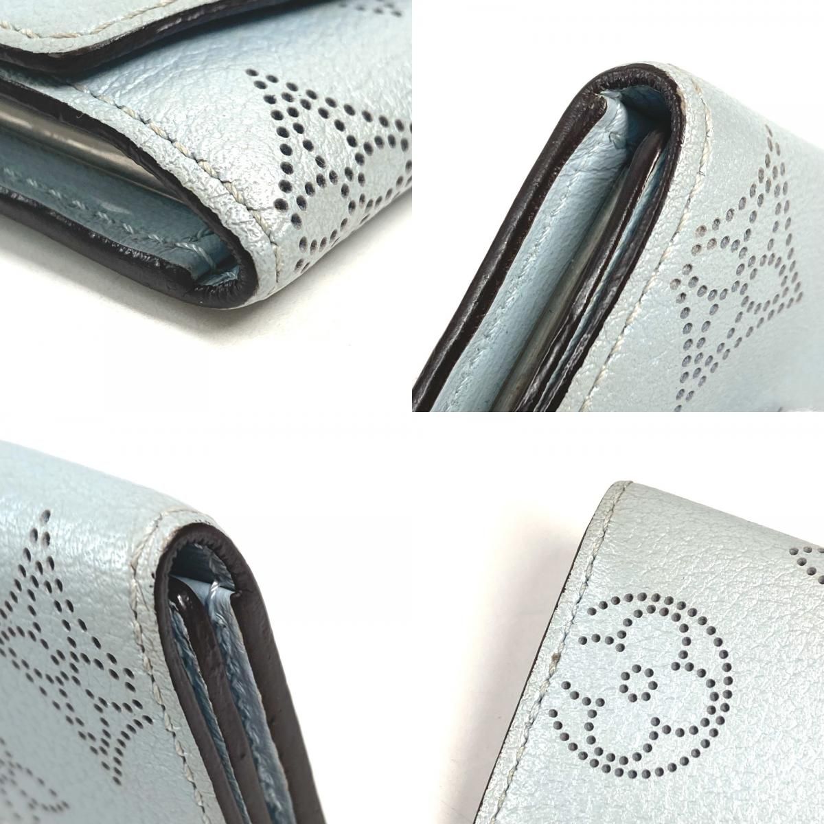 Louis Vuitton Key Case Multicles 4 Monogram Mahina Leather Holder Blue Nuage — view 7