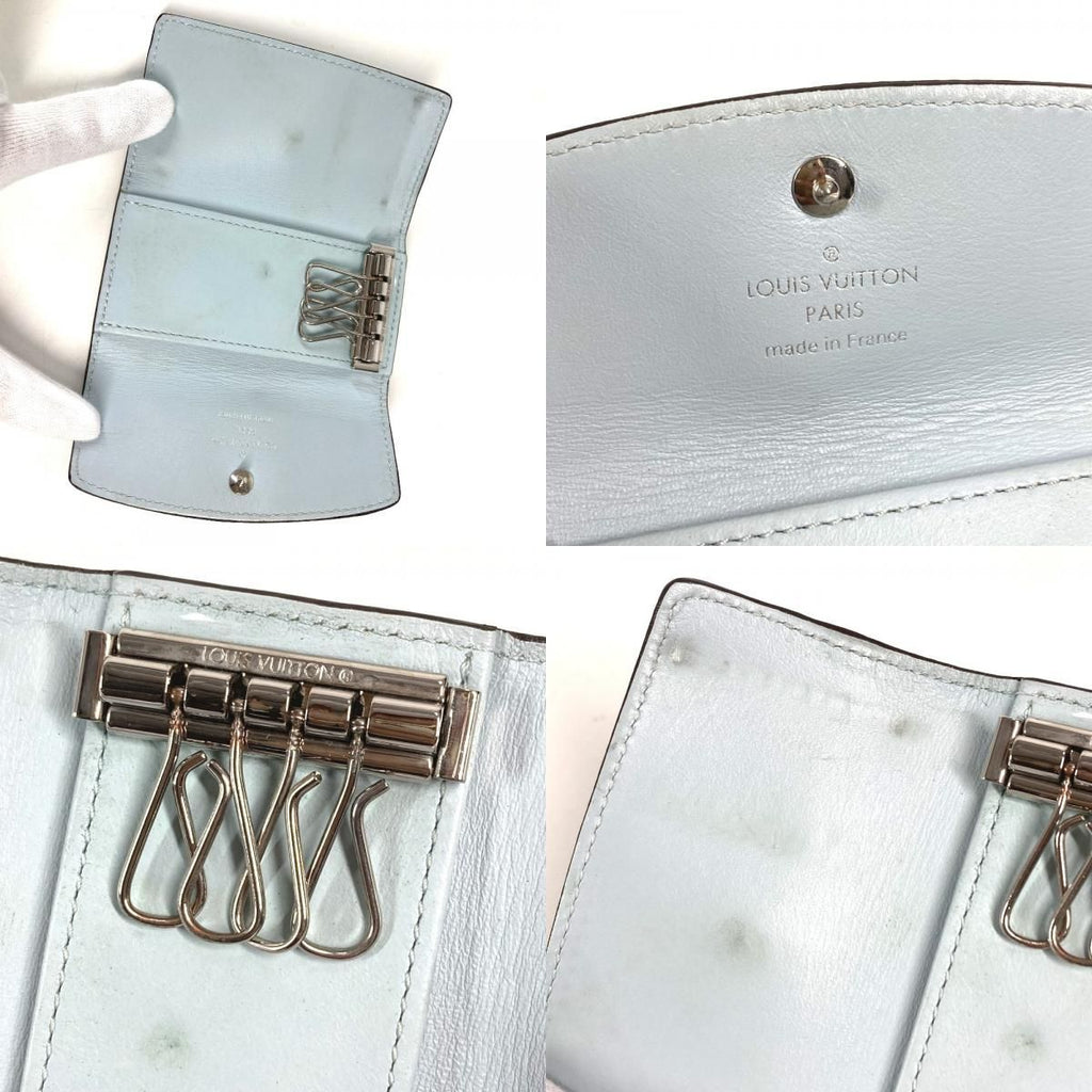 Louis Vuitton Key Case Multicles 4 Monogram Mahina Leather Holder Blue Nuage — view 8