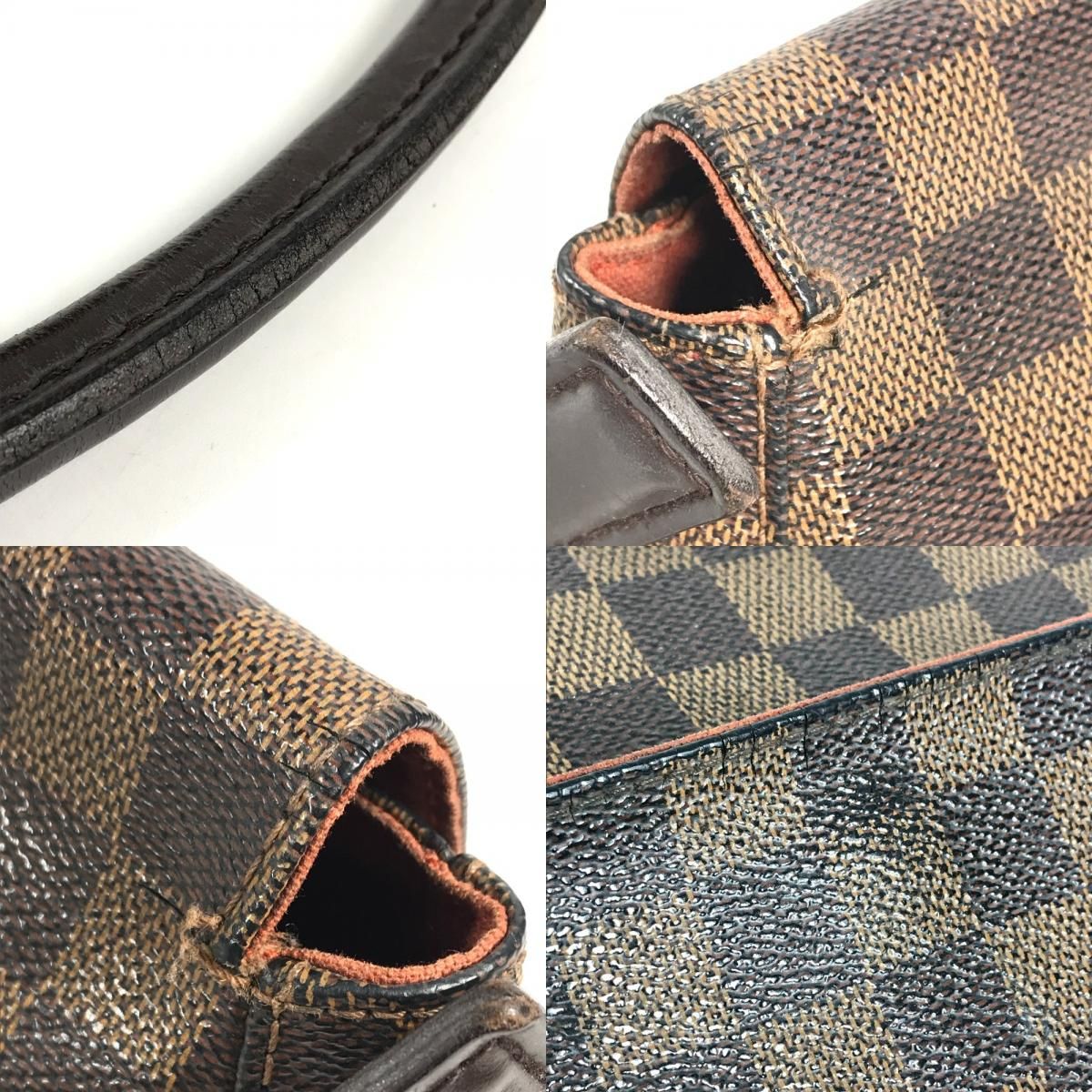 Louis Vuitton Tote Mini Looping Handbag Flap Damier Canvas Ebene Brown — view 7
