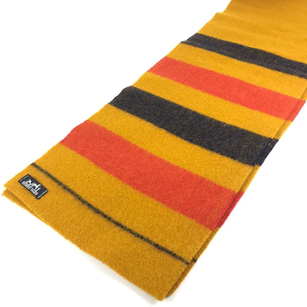 Hermes Scarf Cover le Wool Yellow X Red Navy — view 5
