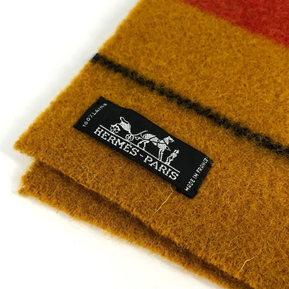 Hermes Scarf Cover le Wool Yellow X Red Navy — view 2