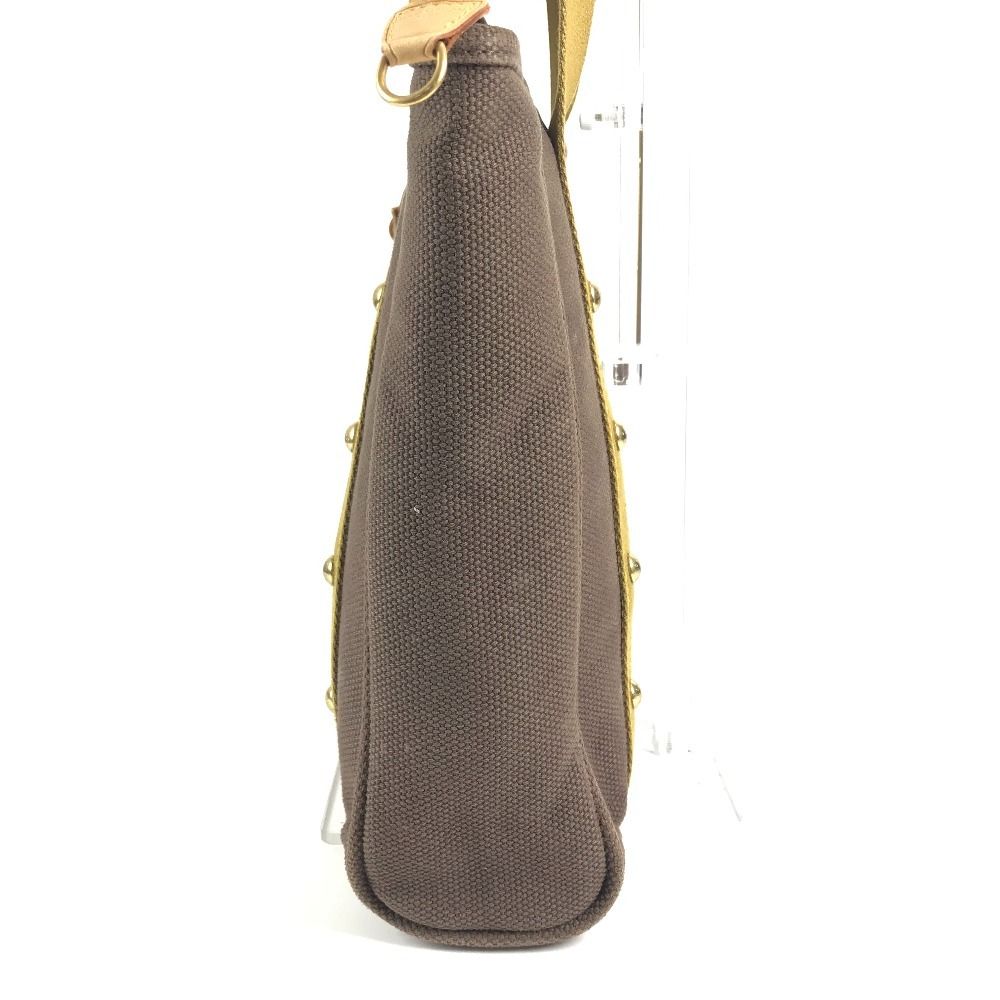 Louis Vuitton Shoulder Bag Cabas MM Leather Canvas Blanc Brown — view 3