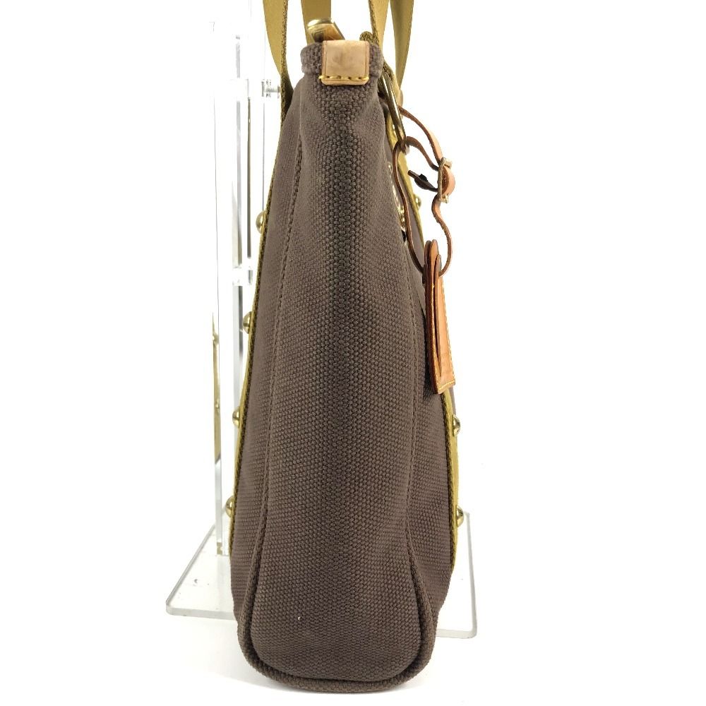 Louis Vuitton Shoulder Bag Cabas MM Leather Canvas Blanc Brown — view 4