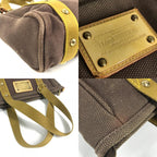 Louis Vuitton Shoulder Bag Cabas MM Leather Canvas Blanc Brown — view 7